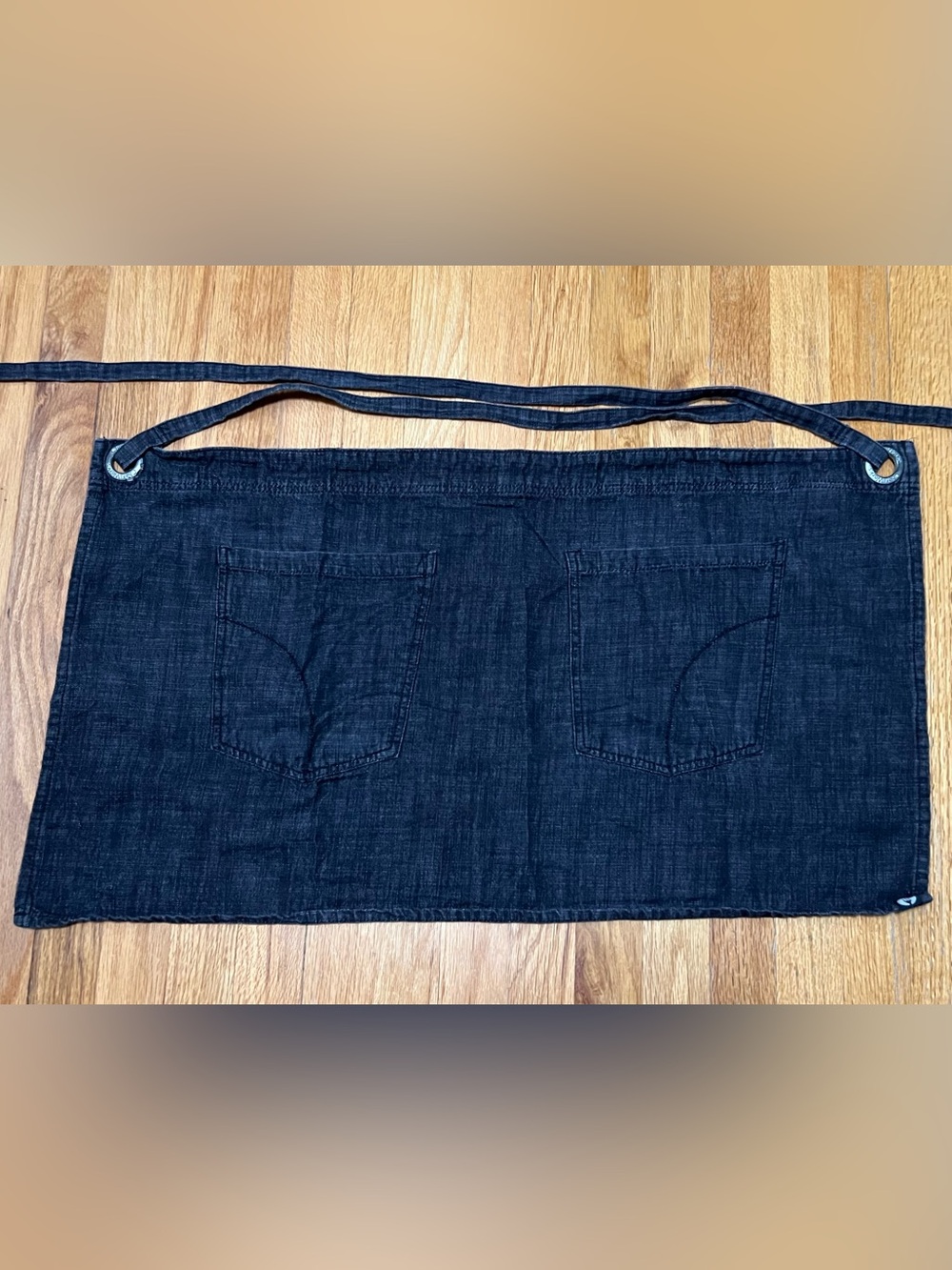 Denim Half Apron with Front Pockets - Black